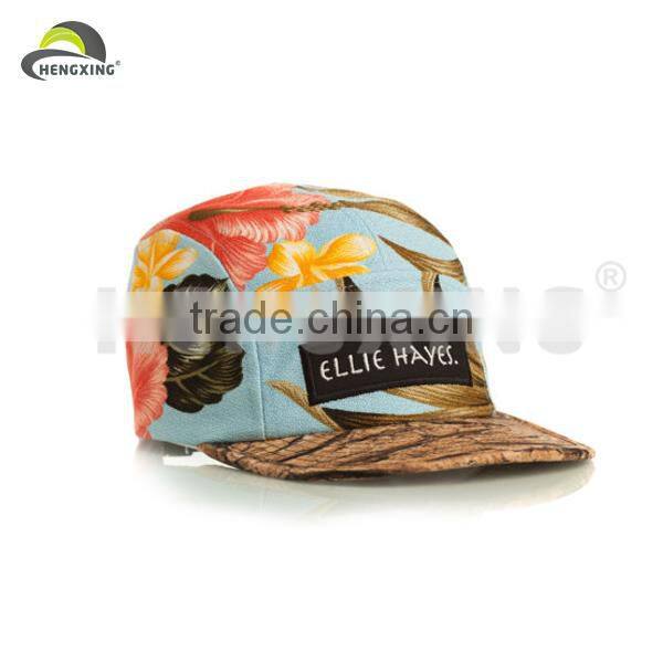 Tie Dyed Lether Strap Floral Blank Wholesale Custom 5 Panel Hats