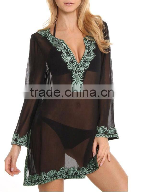 Embroidered Chiffon Beach Tunic