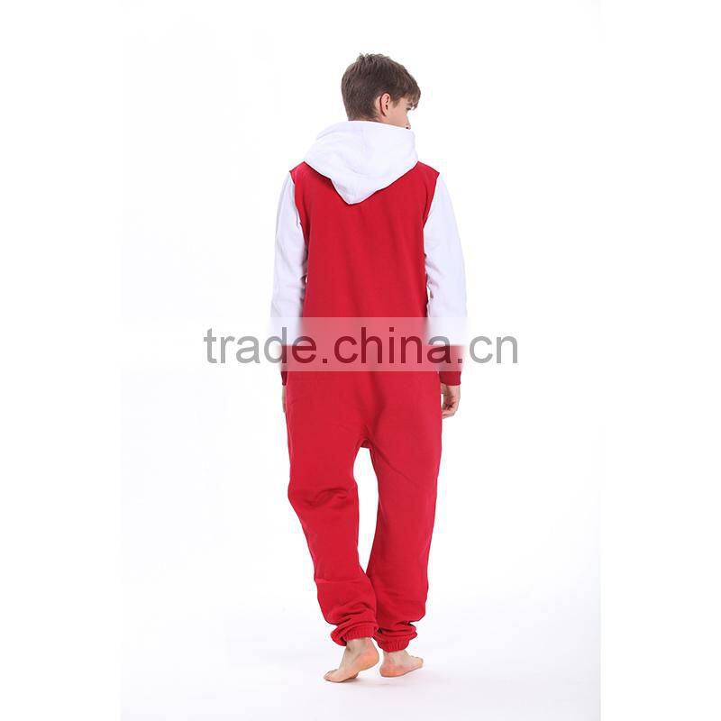 Fashion onesie jumpsuits with contrast sleeves red jumpsuits for men