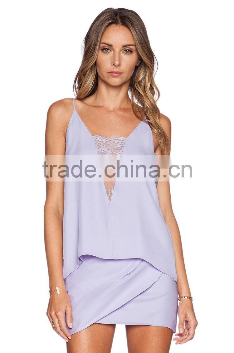 Deep v-neck purple top wholesale women crop top sweat suit