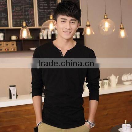 customized men long sleeve v-neck t-shirt for wholesale
