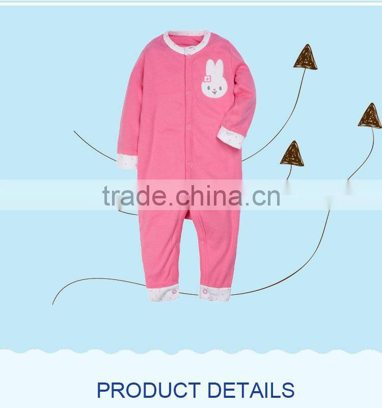 Baby clothing newborn long sleeve spring cotton plain pink baby girls pyjamas wholesale