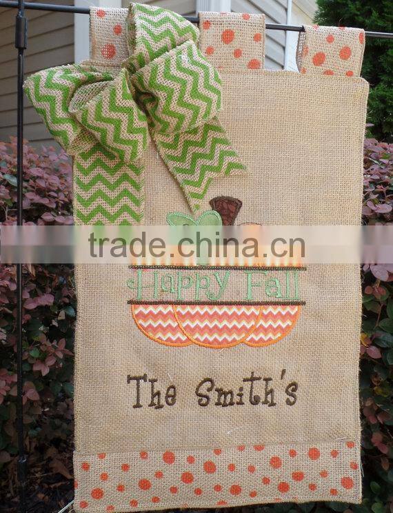 Personalized Embroidered Burlap Garden Flag