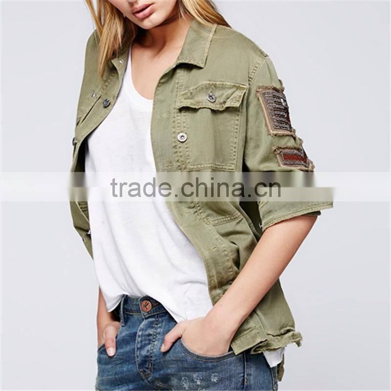 2017 spring long-sleeved shirt jacket forest green coat for women
