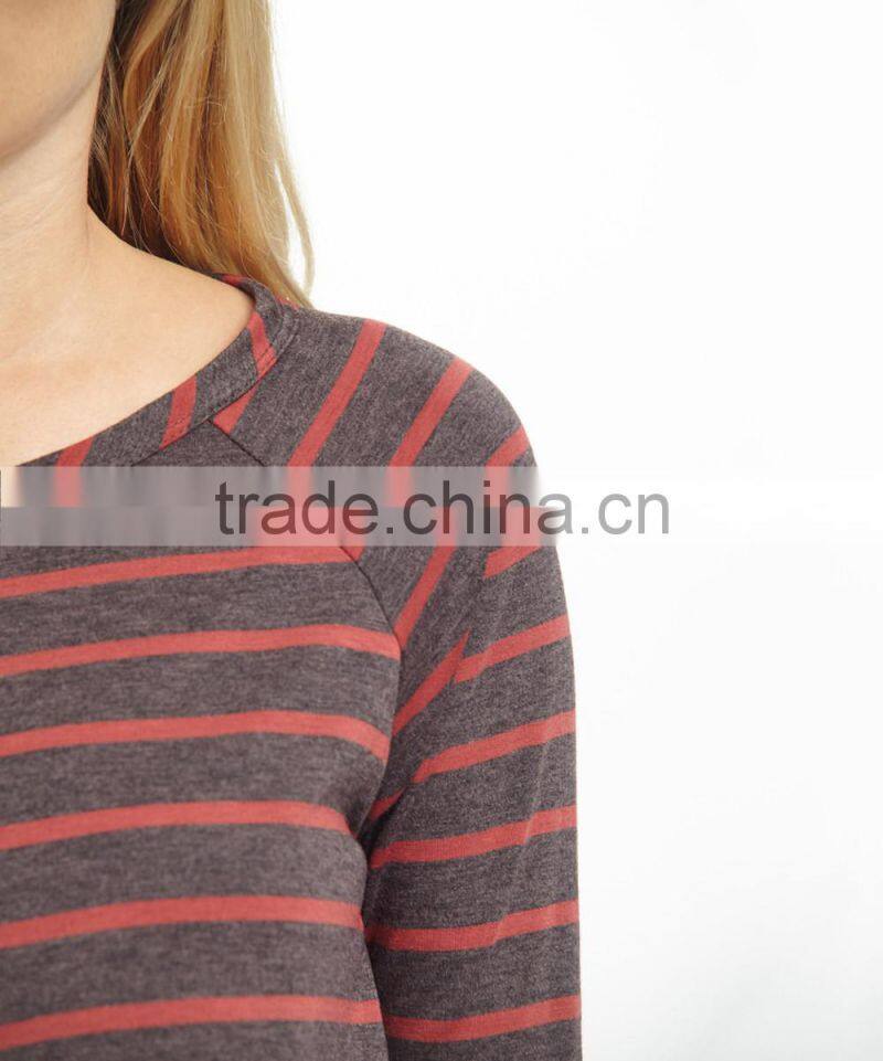 2016 New Maternity Tops With Coral And Charcoal Stripe Maternity Tee Long Sleeve Women Wear WT80817-42