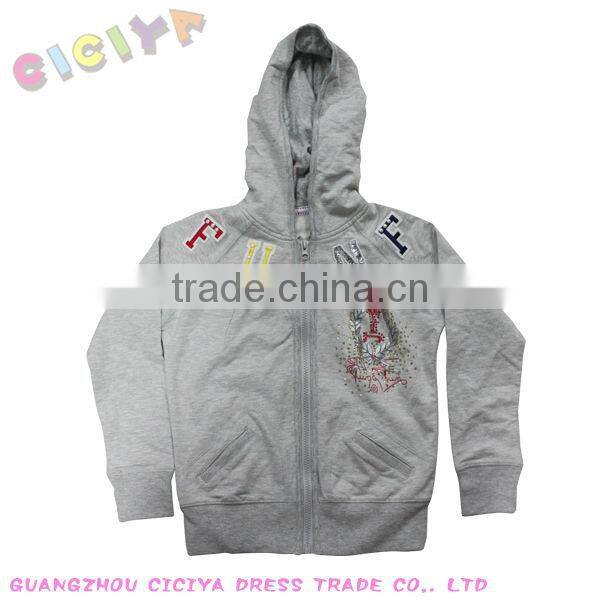 Girl's jacket hoodie fashion knitting hoody with zip design zip up hoodie
