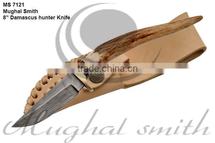 Damascus knife/Hunting knife/Deer stag
