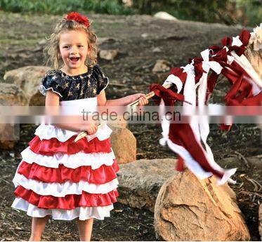 Best seller 2014 July 4th chevron patrotic girls smock dress design American bday dress little girls dress fashion design