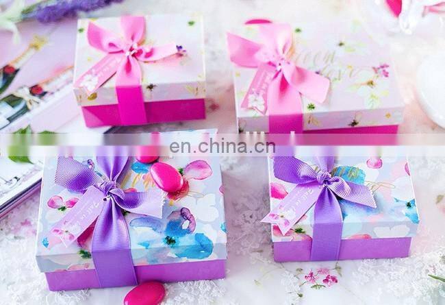 Newest square candy gift tinplate box with ribbon two sizes