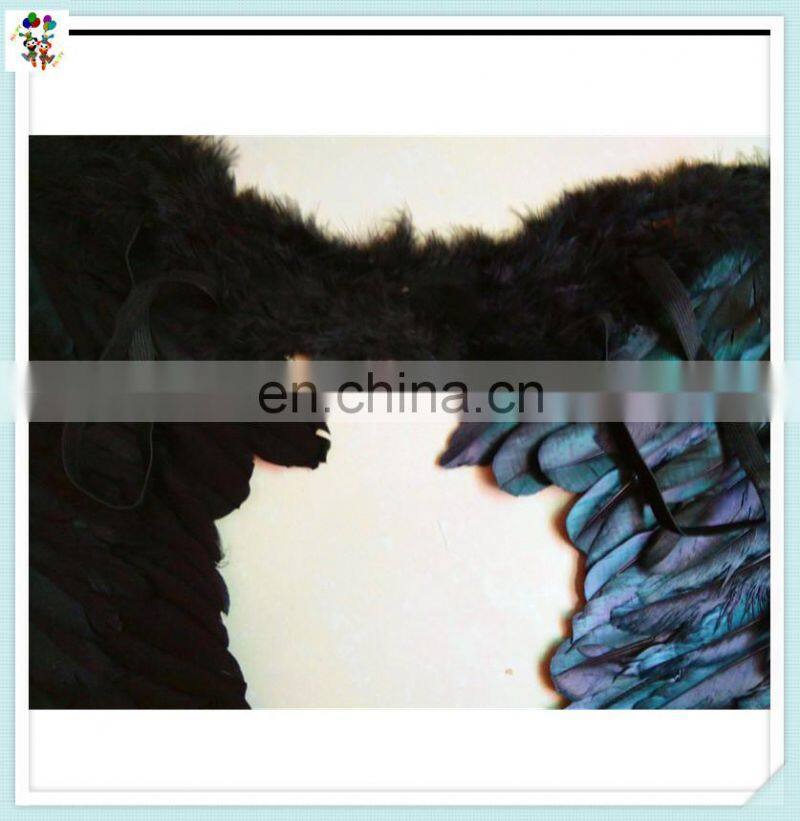 Gothic Fairy Dress Up Party Prop Black Feather Angel Wings with Halo HPC-0811