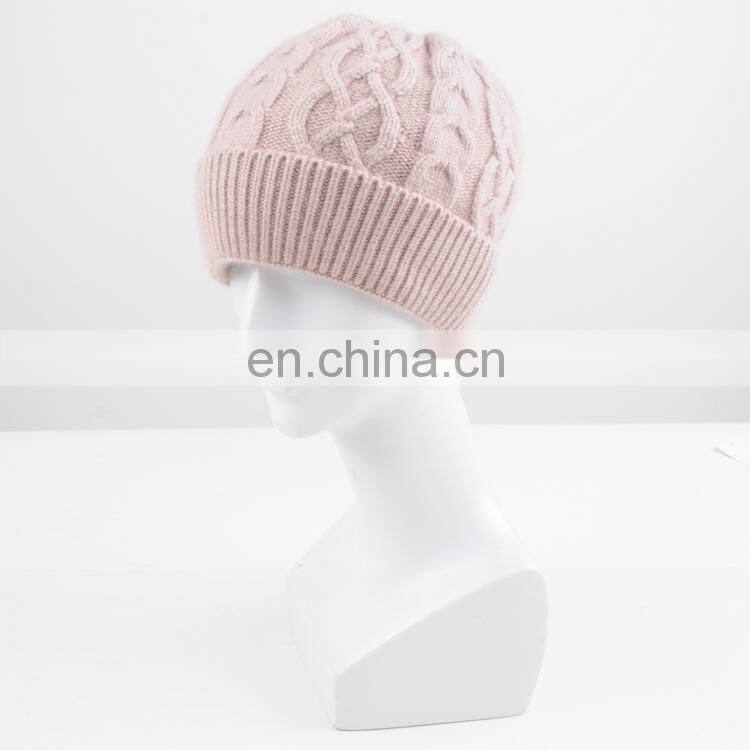 TOROS latest fashion lady acrylic / rabbit fur crochet knit winter beanie hat caps