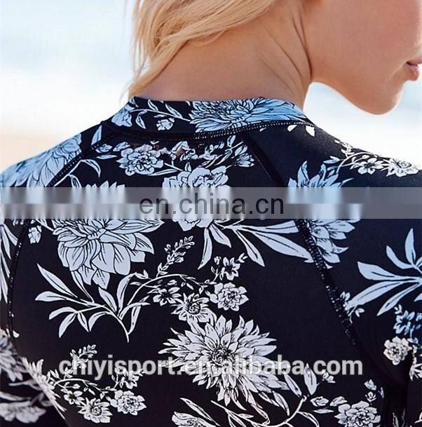 2017 tropical printing women sexy one piece long sleeve rashguard OEM