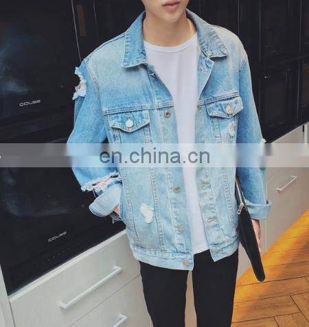 wholesale distressed denim jackets -Men Denim jacket