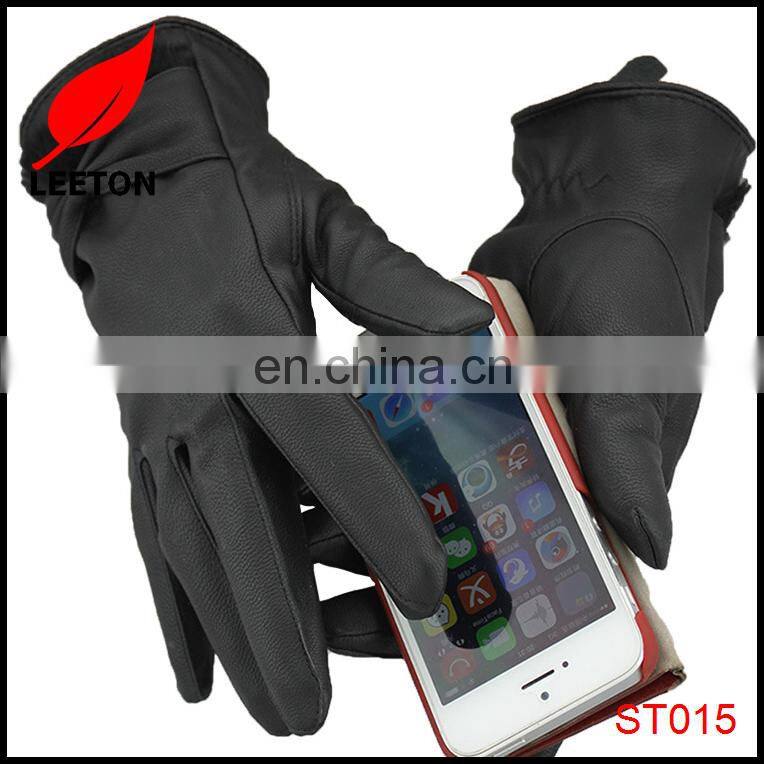 Factory supply fashion lady PU smart touch winter glove
