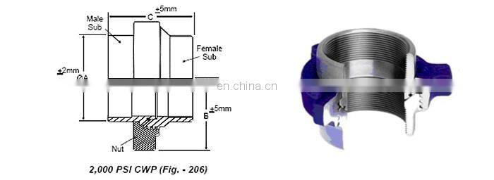 stainless steel pipe connector fig602 hammer union with competitive price