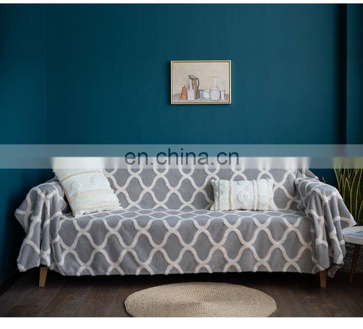 High quality 100% polyester sofa protector plush couch cover for winter
