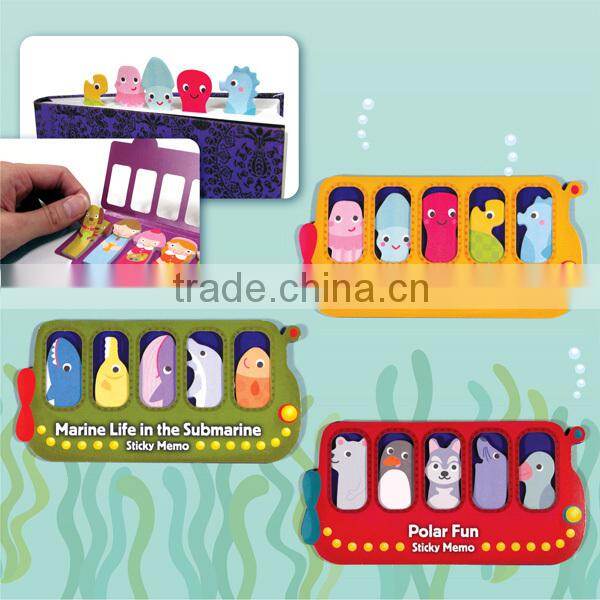 Polar Sea Animal in the Submarine Die cut shape Note set Notepad Sticky memo pad