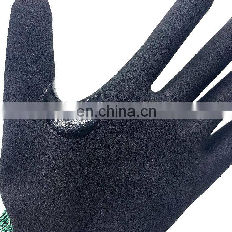 18Gauge Cut Level 3 Abrasion Resistant Gloves With Reinforced Thumb Crotch Sandy Nitrile Finished Palm For Cable Handling Work