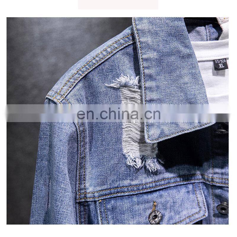 ustomized plus size men's jackets Korean style slim casual color matching male hip-hop denim jacket