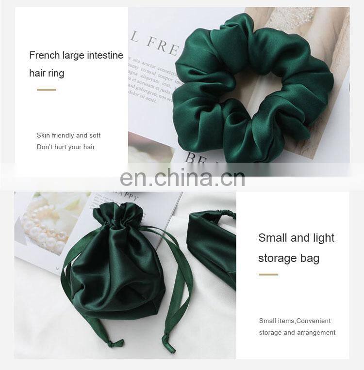Silk Pillow Case Scrunchie Eye Mask Blue Mulberry Pillowcase Eyemask Scrunchies Set with Scrunchie and Eye Mask