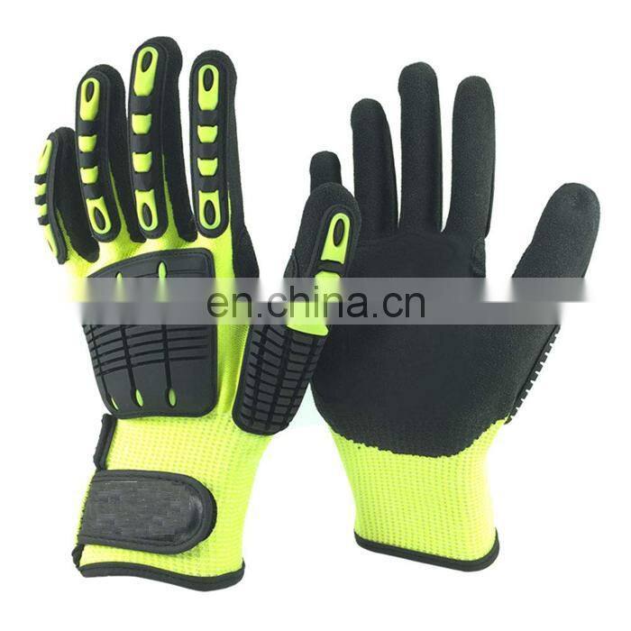 13G HPPE Mining ANSI cut A5 impact TPR Shock proof safety glove Mechanical Work Gloves Knuckle guard Gloves