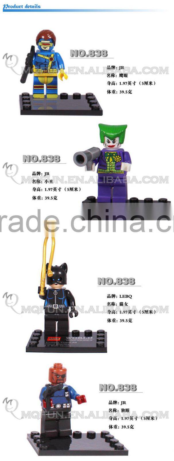 Mini Qute JR 8pcs/set Marvel Avenger Spiderman Batman super hero boys building block action figures educational toy NO.838