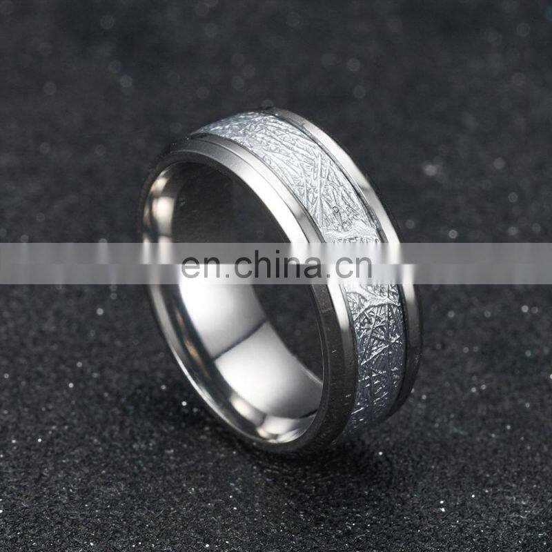 8mm Silk Grain Stainless Steel Ring For Men Women Jewelry
