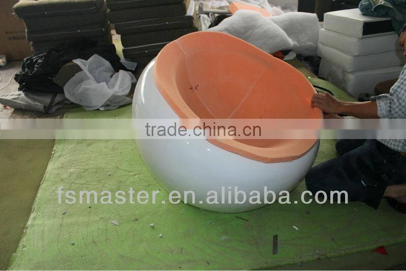 fiberglass fashion design hot designpu leather orange/black color modern fashion ball egg chair