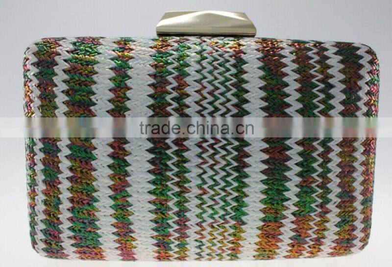 bestuiful woven fabric knitted pu clutch bag newest ladies handbags in stock