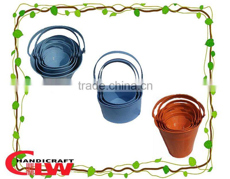 new products, set of 5 iron bucket with handle ,storage buckets,color: blue