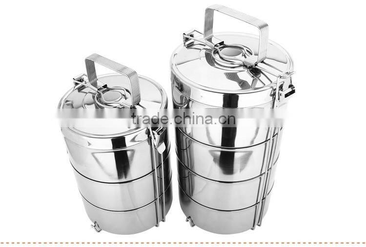 Portable Stainless Steel Hot four Layer Tiffin Lunch Box/ insulated food carrier/ hand pot