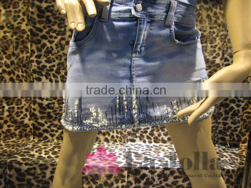 2016 Summer hot drilled and Beads short denim dresses for women