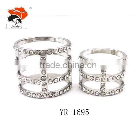 wedding bling multi layer pave crystal love couple ring jewelry wholesale