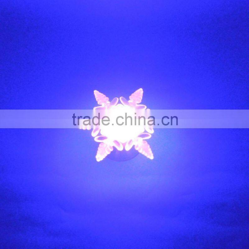 LED Light Color Changeable Glittering Plastic Snowflake Light Lamp w/Sucker for Christmas