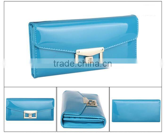 Fashion bright pu lady long wallet