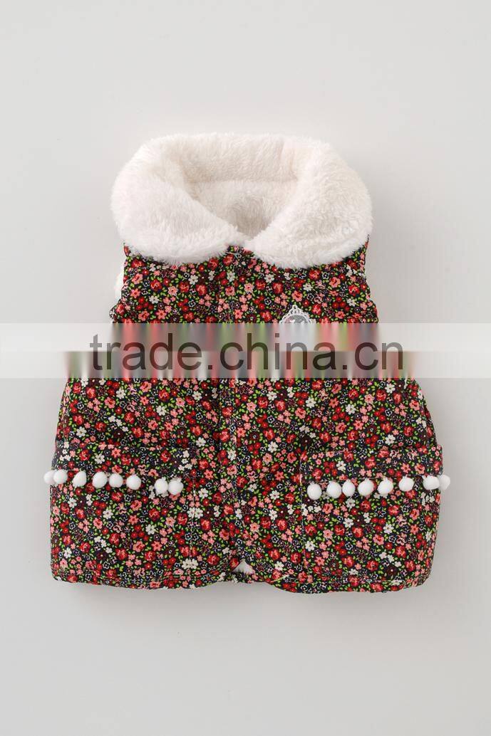 Japanese wholesale products high quality flower pattern baby winter cute toddler vest children clothing kids wear infant clothes