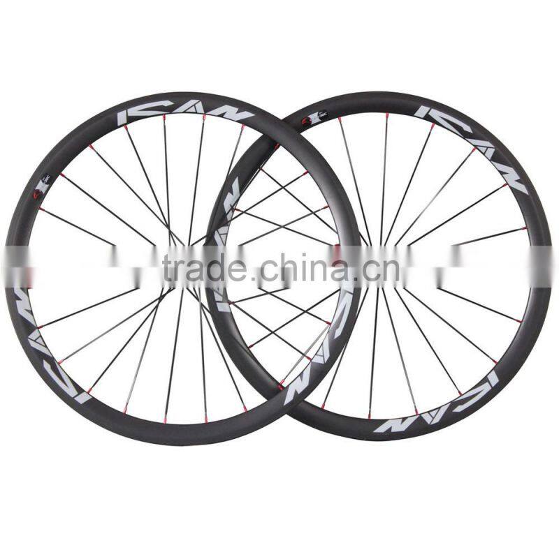 38mm clincher carbon fiber wheels bicycle wheelset road bike with Powerway R36 Hub Sapim cx-ray spoke
