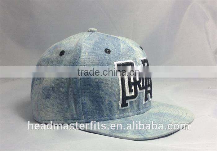 wholesale 6 panel embroidery caps plain snapback hats wash denim snapback caps