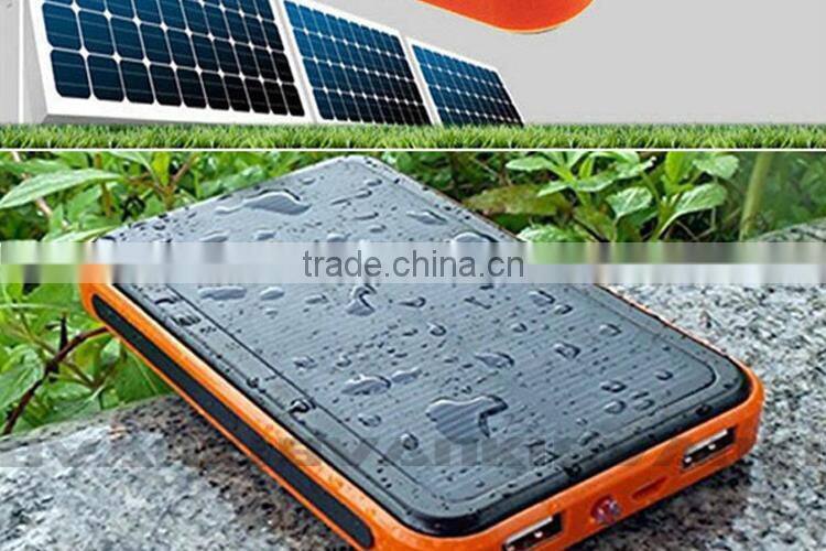 Hot new products for 2015 outdoor Waterproof Solar Mobile portable Power Bank Charger 12000mAh