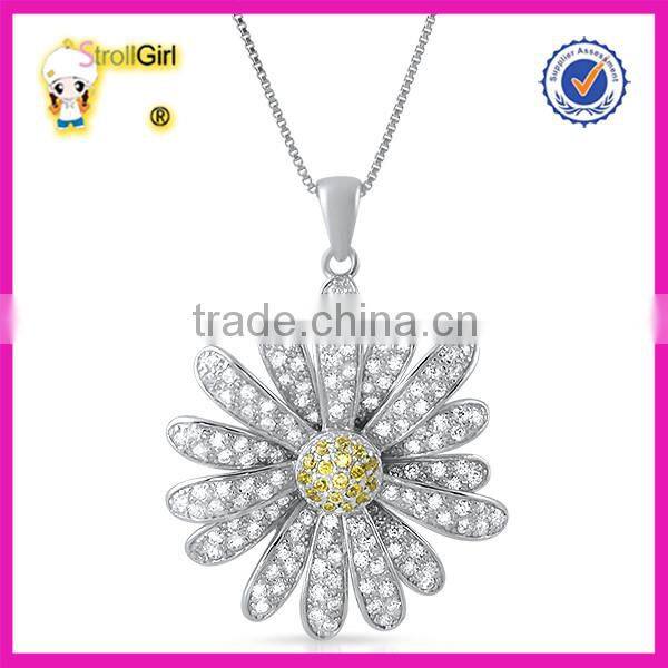 2015 China wholesale daisy jewelry 925 sterling silver pendant necklace