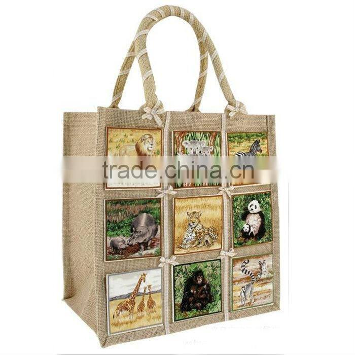 Fashion eco-friendly high jute hessian bag