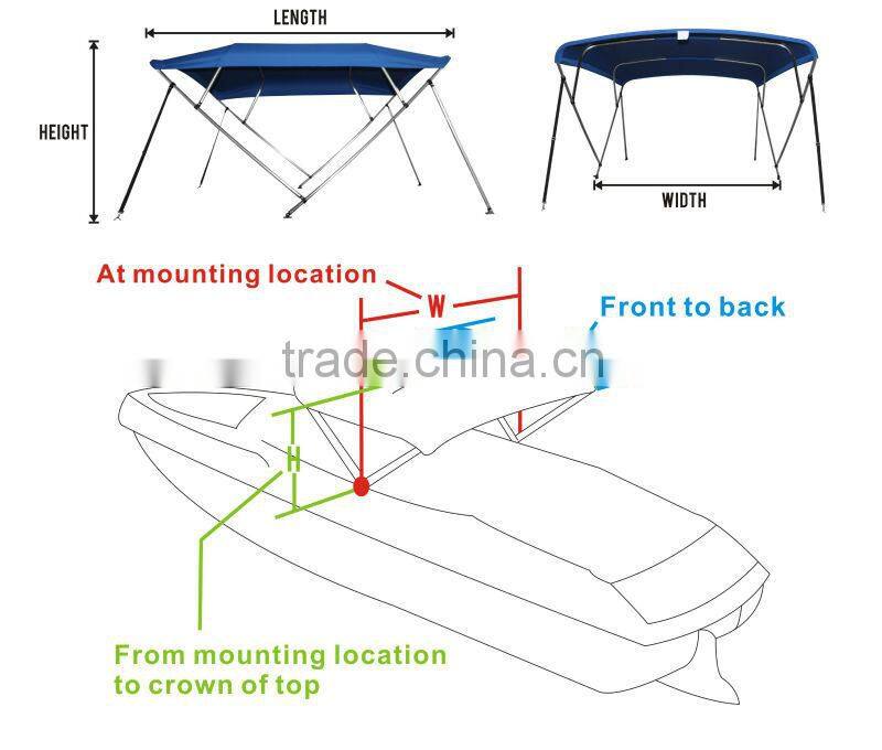 china suppliers anti-uv 100% solution dyed acrylic 4 bow bimini top