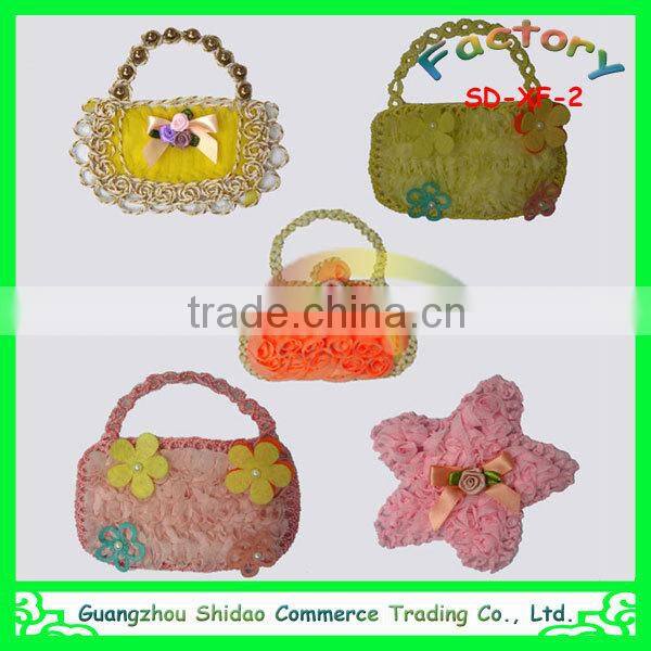 Machine made heart shape sequin design embroidery decoration flower