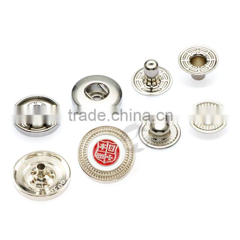 Red Embossed Down Coat Metal Screw Snap Buttons For Jacket