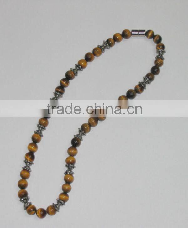 Simple necklace gemstone tiger eye 8mm round beads necklace jewelry