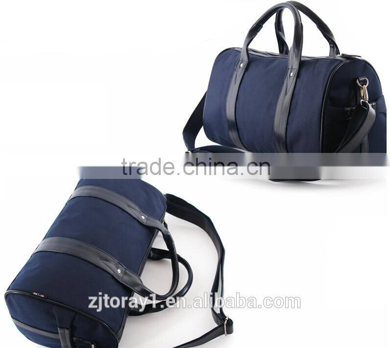 Plain Leather Handle Travel Kit Bag Expandable Duffle Bag