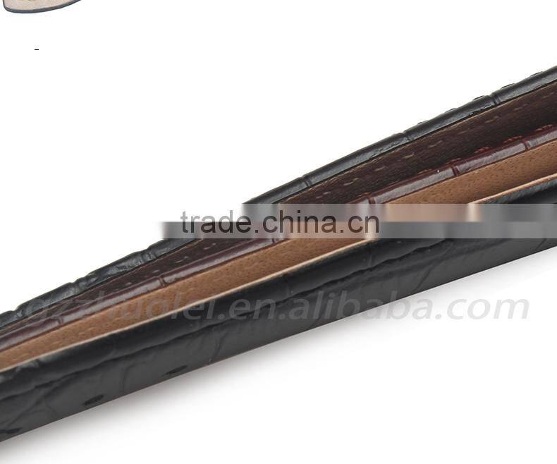 Cheap genuine leather Watch Band with double click stainless steel buckle 18|19|20|21|22mm