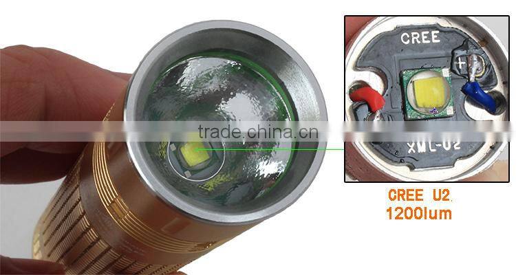 GOREAD Y52 focusable zoom U2 Aluminum golden color LED flashlight