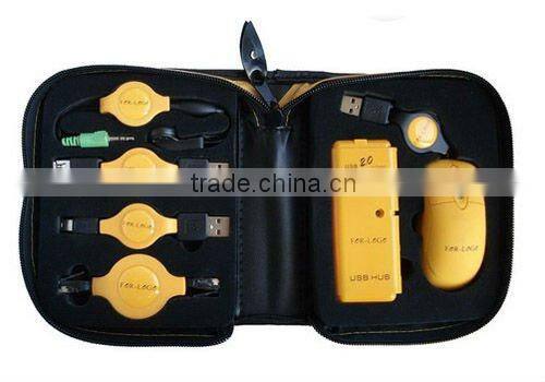 Portable USB Travel Kit with Mini USB Optical Mouse