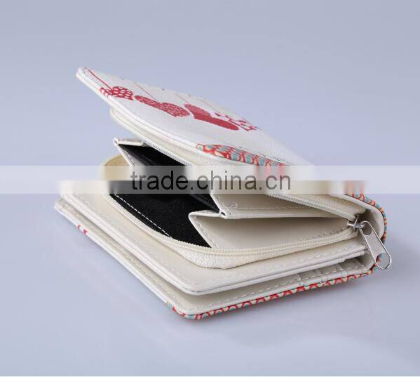 Guangzhou New Design Love Birds Printed PU Wallets and Purses with zipper/Wholesale Fashion Gift